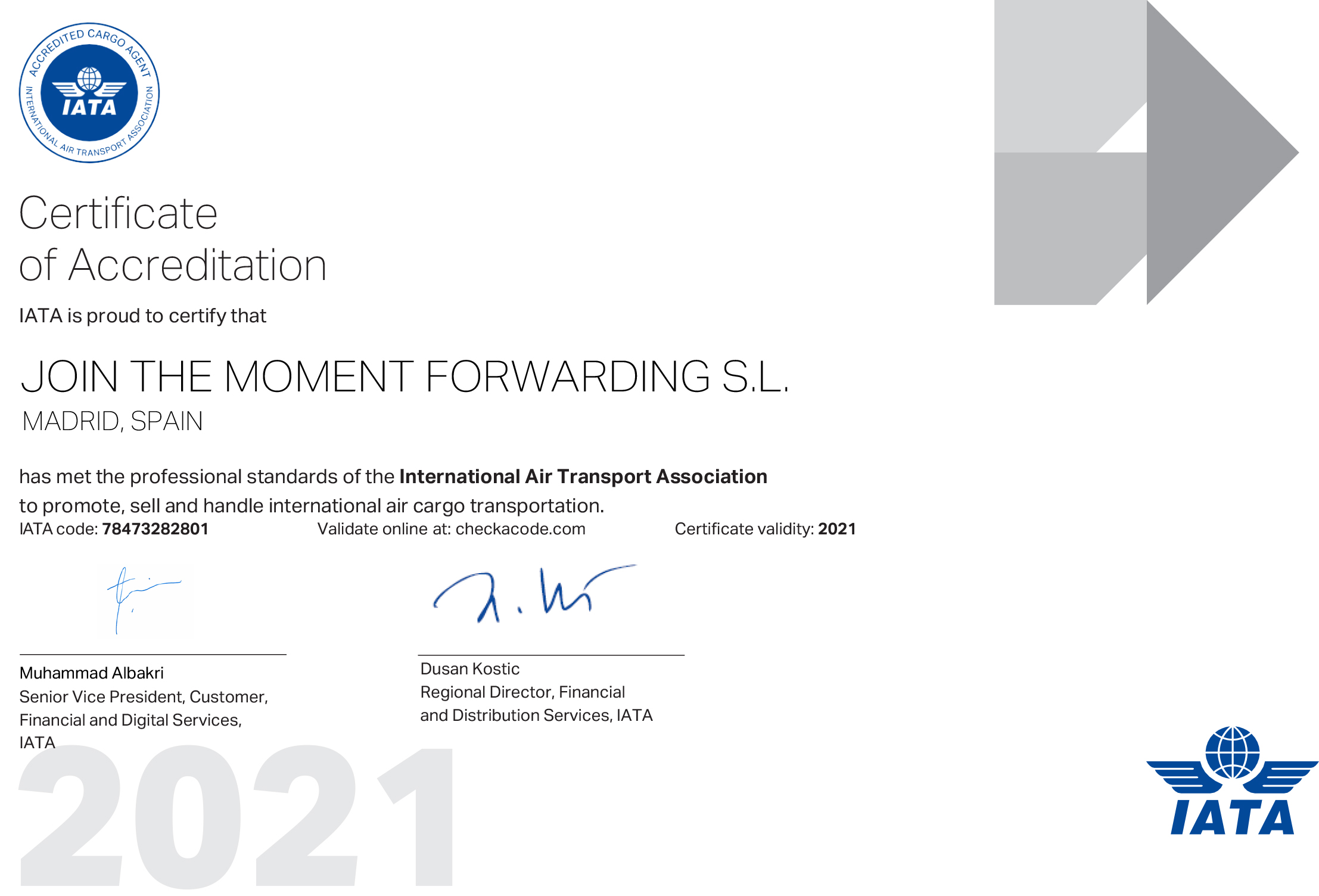 JTM Group (Join The Moment Forwarding, S.L. Madrid)-JCtrans杰西圈（原：锦程物流网）
